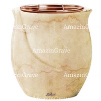 Flowers pot Gondola 19cm - 7,5in In Botticino marble, copper inner