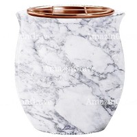 Macetero para flores Gondola 19cm En marmol de Carrara, interior en cobre