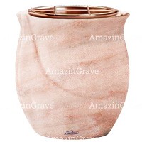 Jardinière Gondola 19cm En marbre Rose Portugal, intérieur cuivre