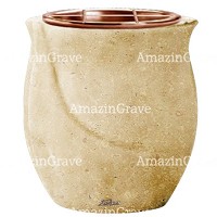 Jardinière Gondola 19cm En marbre Trani, intérieur cuivre