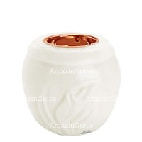 Base de lámpara votiva Calla 10cm En marmol Blanco puro, con casquillo cobre empotrado