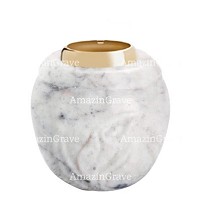 Base for grave lamp Calla 10cm - 4in In Carrara marble, with golden steel ferrule