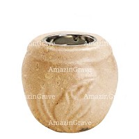 Base de lámpara votiva Calla 10cm En marmol de Trani, con casquillo niquelado empotrado