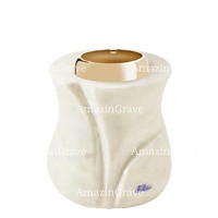 Base for grave lamp Charme 10cm - 4in In Pure white marble, with golden steel ferrule