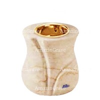 Base per lampada votiva Charme 10cm In marmo di Botticino, con ghiera a incasso dorata