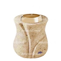 Base for grave lamp Charme 10cm - 4in In Calizia marble, with golden steel ferrule