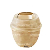 Base for grave lamp Chordé 10cm - 4in In Botticino marble, with golden steel ferrule