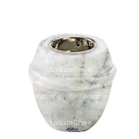 Base for grave lamp Chordé 10cm - 4in In Carrara marble, with recessed nickel plated ferrule