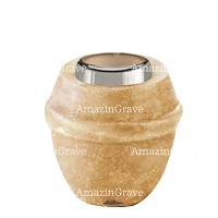Base for grave lamp Chordé 10cm - 4in In Travertino marble, with steel ferrule