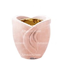 Base de lámpara votiva Gres 10cm En marmol Rosa Portugal, con casquillo dorado empotrado