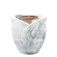 Base per lampada votiva Gres 10cm In marmo di Carrara, con ghiera in acciaio