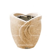 Base for grave lamp Gres 10cm - 4in In Travertino marble, with recessed nickel plated ferrule