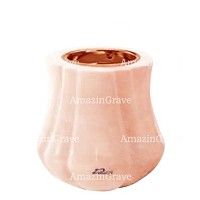 Base pour lampe funéraire Leggiadra 10cm En marbre Rosa Bellissimo, avec griffe cuivre à encastré