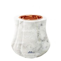 Base pour lampe funéraire Leggiadra 10cm En marbre Carrara, avec griffe cuivre à encastré