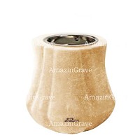 Base for grave lamp Leggiadra 10cm - 4in In Travertino marble, with recessed nickel plated ferrule