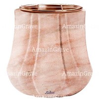 Jardinière Leggiadra 19cm En marbre Rose Portugal, intérieur cuivre