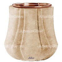 Macetero para flores Leggiadra 19cm En marmol Travertino, interior en cobre