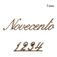 Letras y números Novecento, en varios tamaños Pieza única recortada de bronce 5mm