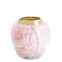 Base per lampada votiva Spiga 10cm In marmo Rosa Portogallo, con ghiera in acciaio dorata