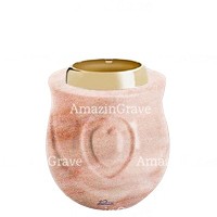Base de lámpara votiva Cuore 10cm En marmol Rosa Portugal, con casquillo de acero dorado