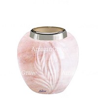 Base per lampada votiva Spiga 10cm In marmo Rosa Portogallo, con ghiera in acciaio