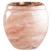 Jardinière Amphòra 19cm En marbre Rose Portugal, intérieur cuivre