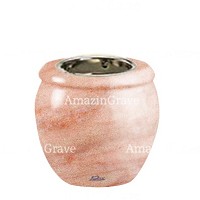 Base per lampada votiva Amphòra 10cm In marmo Rosa Portogallo, con ghiera a incasso nichelata