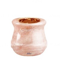 Base for grave lamp Calyx 10cm - 4in In Pink Portugal marble, with recessed copper ferrule