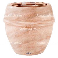 Jardinière Chordè 19cm En marbre Rose Portugal, intérieur cuivre