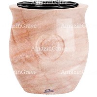 Vasca portafiori Cuore 19cm In marmo Rosa Portogallo, interno in rame