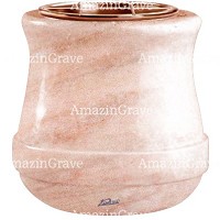 Macetero para flores Calyx 19cm En marmol Rosa Portugal, interior en cobre