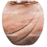 Jardinière Soave 19cm En marbre Rose Portugal, intérieur cuivre