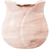 Macetero para flores Tulipano 19cm En marmol Rosa Portugal, interior en cobre