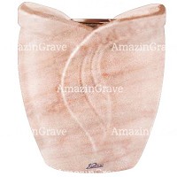 Vasca portafiori Gres 19cm In marmo Rosa Portogallo, interno in rame