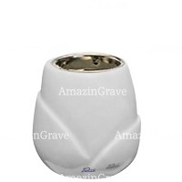 Base for grave lamp Liberti 10cm - 4in In Sivec marble, with recessed nickel plated ferrule