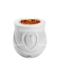 Base for grave lamp Cuore 10cm - 4in In Sivec marble, with recessed copper ferrule