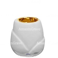 Base for grave lamp Liberti 10cm - 4in In Sivec marble, with recessed golden ferrule