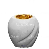 Base for grave lamp Soave 10cm - 4in In Sivec marble, with recessed golden ferrule