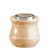 Base for grave lamp Calyx 10cm - 4in In Travertino marble, with steel ferrule