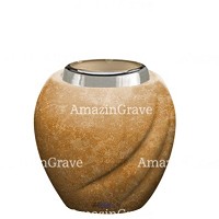 Basis von grablampe Soave 10cm Travertino Marmor, mit stahl ring