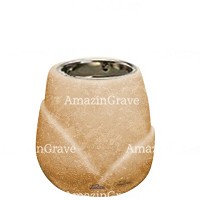 Base de lámpara votiva Liberti 10cm En marmol Travertino, con casquillo niquelado empotrado