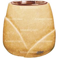 Flowers pot Liberti 19cm - 7,5in In Travertino marble, copper inner