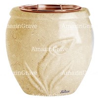 Macetero para flores Calla 19cm En marmol de Trani, interior en cobre