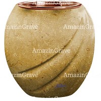 Macetero para flores Soave 19cm En marmol de Trani, interior en cobre