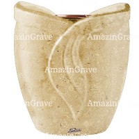 Flowers pot Gres 19cm - 7,5in In Trani marble, copper inner