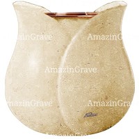 Macetero para flores Tulipano 19cm En marmol de Trani, interior en cobre