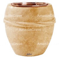 Macetero para flores Chordè 19cm En marmol Travertino, interior en cobre