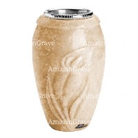 Vase à fleurs Calla 20cm En marbre Travertino, intérieur acier