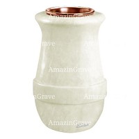 Vase à fleurs Calyx 20cm En marbre Blanc Pur, intérieur cuivre