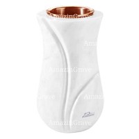 Vase à fleurs Charme 20cm En marbre Blanc Pur, intérieur cuivre